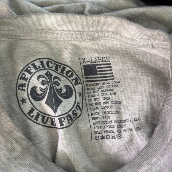 Affliction Shirt Mens XL River Styx 2fer Grim Reaper Graphic Tee Grunge Punk - Picture 3 of 11